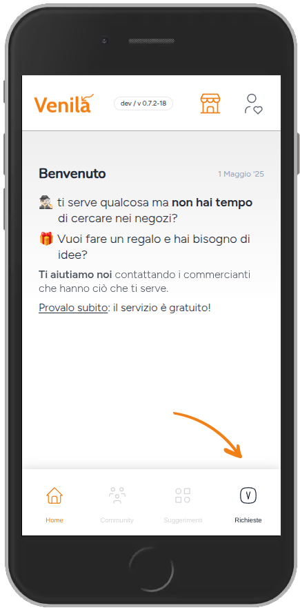 Interfaccia dell'app Venila che mostra una conversazione con l'assistente AI