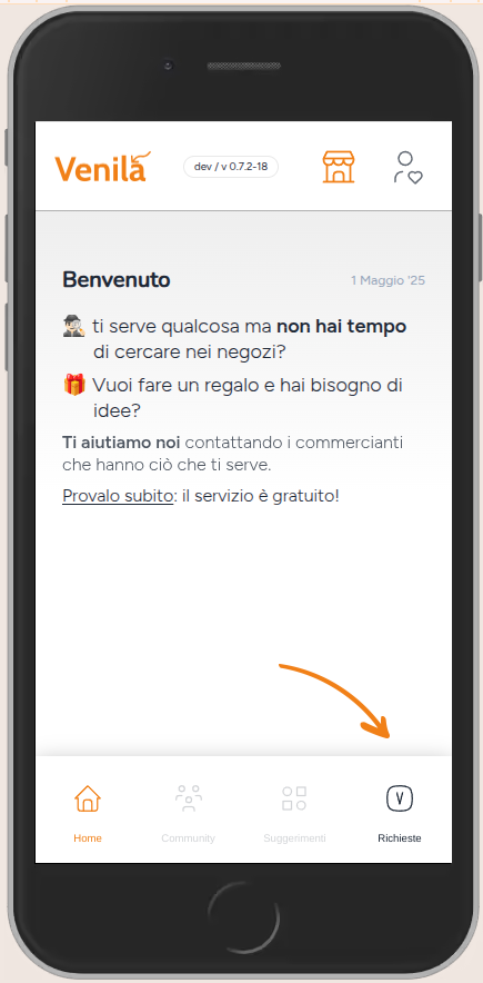 Interfaccia dell'app Venila che mostra una conversazione con l'assistente AI